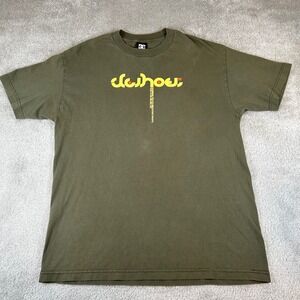 Vintage Y2K DC Shoes Graphic T-Shirt Mens L Olive Green Type Skate Streetwear